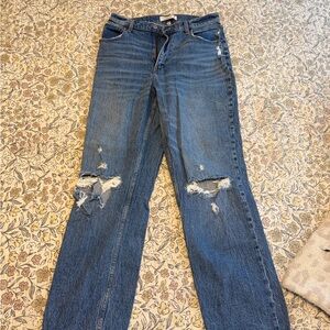 Abercrombie & Fitch Distressed Straight Leg Blue Jeans